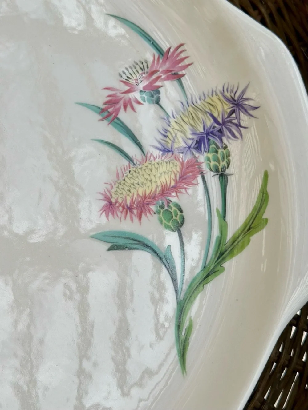 Vintage Universal Ballerina Floral Serving Platter Handles Oven Proof USA